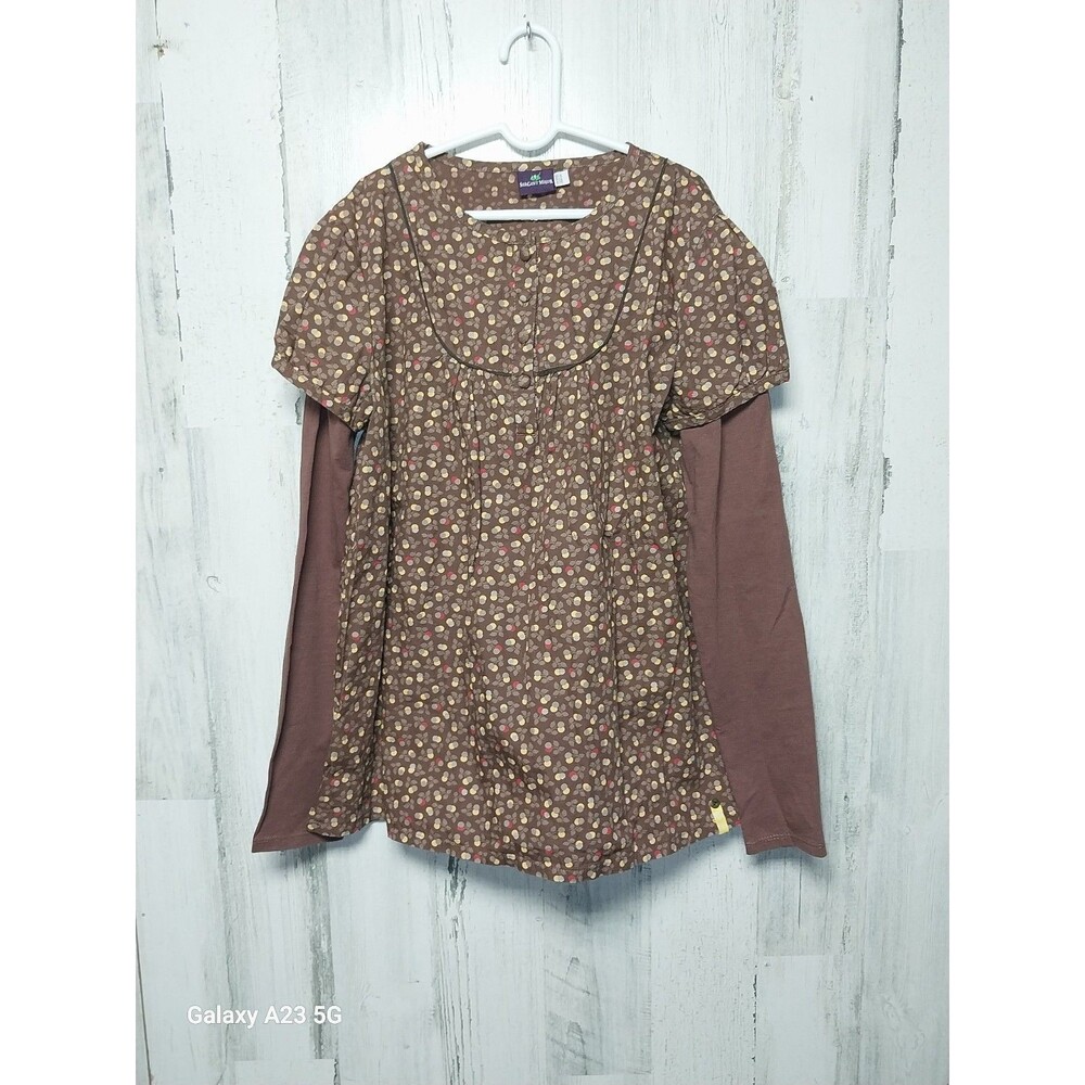 Sergent Major Girls 14 ANS 156 Cm Brown Floral Print Blouse